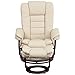 Flash Furniture Bali Contemporary Multi-Position LeatherSoft Recliner Chair with Ottoman, 360-Degree Swivel Recliner Chair/Ottoman Set, Beige