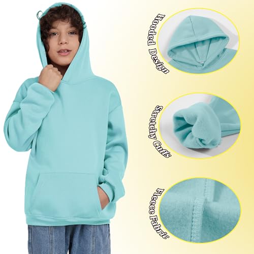 Image of Kids Athletic Pullover Hoodie Sweatshirt with Pocket Tops,2-12Years | Boys and Girls Fleece Hooded Christmas Halloween Teen Girls Athletic Hoodie Solid Color Lightweight Classic Kids Clothes