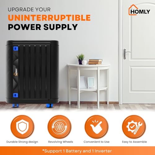 Homly Inverter & Battery Trolley with Front Door Black Blue - Image 4