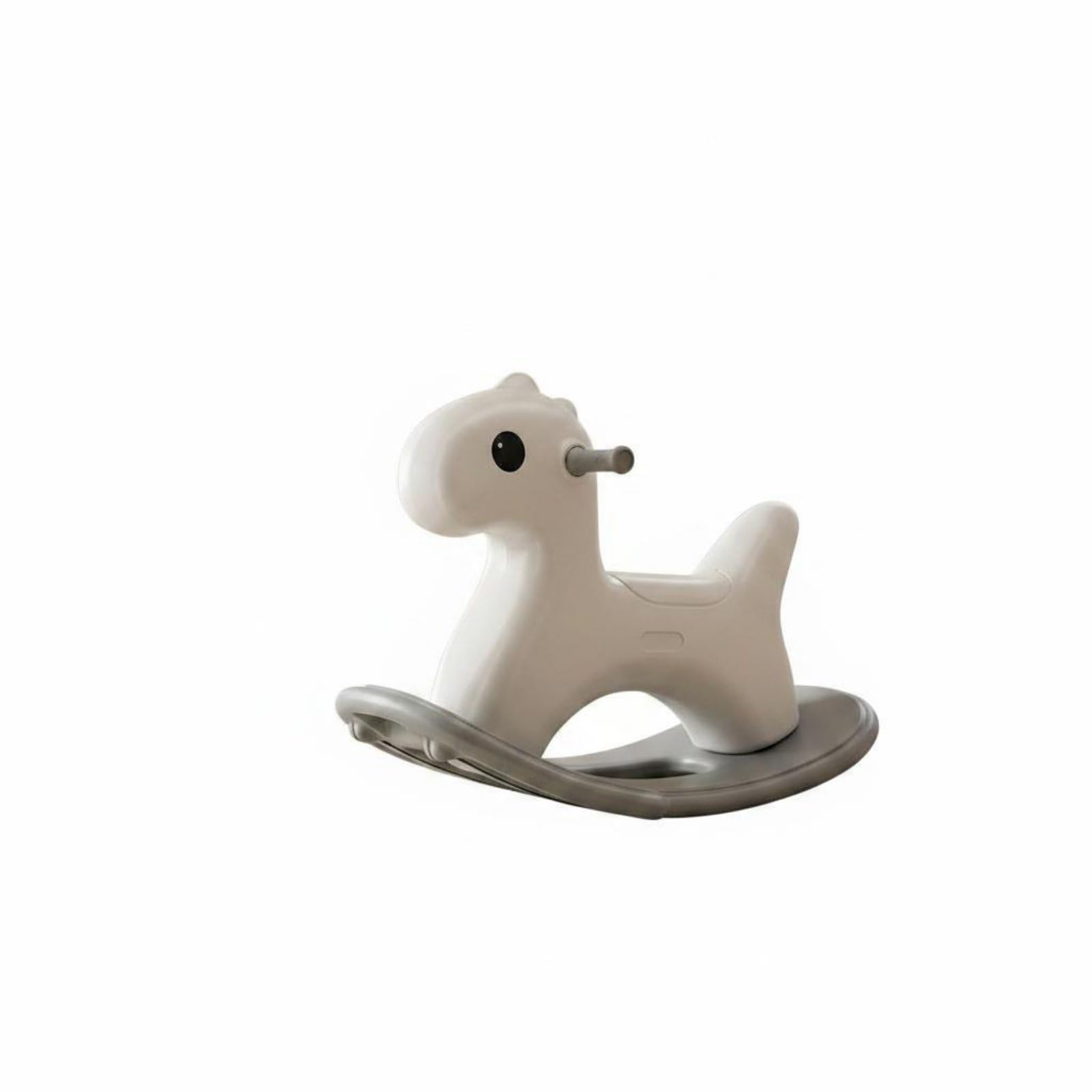 Cavalluccio a Dondolo per Bambini Cavalluccio Cavalcabile Altalena per Neonati Ampia Antiribaltamento Materiale PE Solido Privo di Odori Bordi, Grigio Beige, Con Striscia