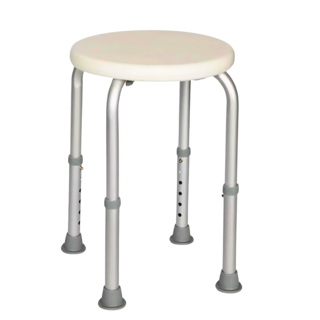 Taburete baño Circular, Regulable y Antideslizante | Taburete Ducha Ortopédico Mayores y discapacitados | Silla Ducha Personas Mayores: Cómoda, Segura y Muy Ligera | 120kg MAX