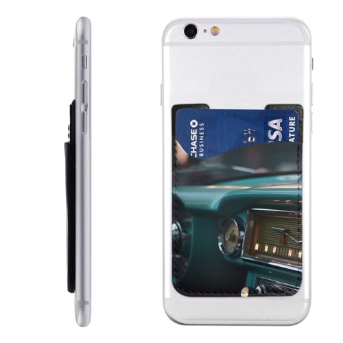 RLDOBOFE Portefeuille de téléphone pour autoradio, support de carte à coller pour l'arrière de l'étui de téléphone – Pochette adhésive en cuir pour...