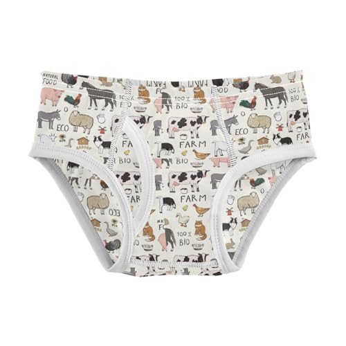 Boys' Exclusive Briefs Toddler Underwear 95% Combed Cotton Boxerbriefs 2T Organic Farm Animal Pattern 90