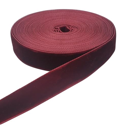 Image of 10 Yards Burgundy Velvet Ribbon Spool (Wine, 5 /8 inch)