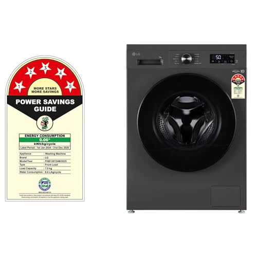 Image of LG 7 Kg 5 Star Inverter Direct Drive Fully Automatic Front Load Washing Machine (FHB1207Z4M, Middle Black, 2025 Model)