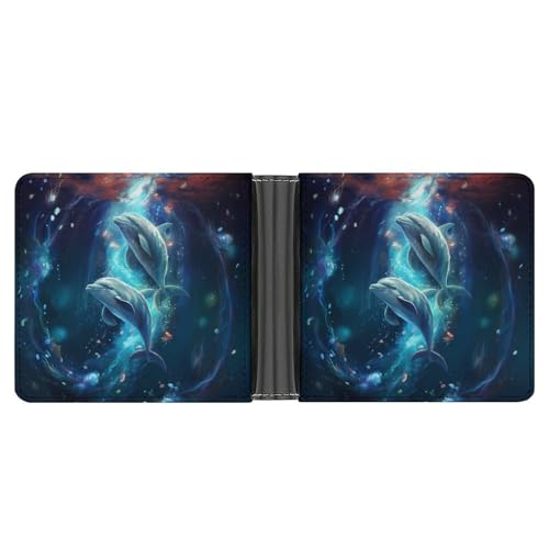 Cute Dolphins Funny Billfold Wallet Credit Card Holder Slim Passcase Pouch Purse for Men Women