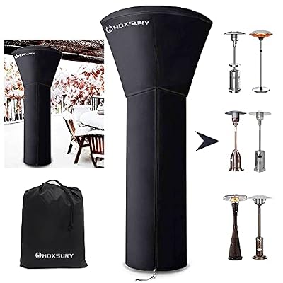 HOXSURY Patio Heater Cover Outdoor Waterproof 87IN 420D Heavy Duty Standup Round Oxford Covers for Outdoor Heaters Weatherproof Propane Heater Covers for Outdoor Garden Treasure Black