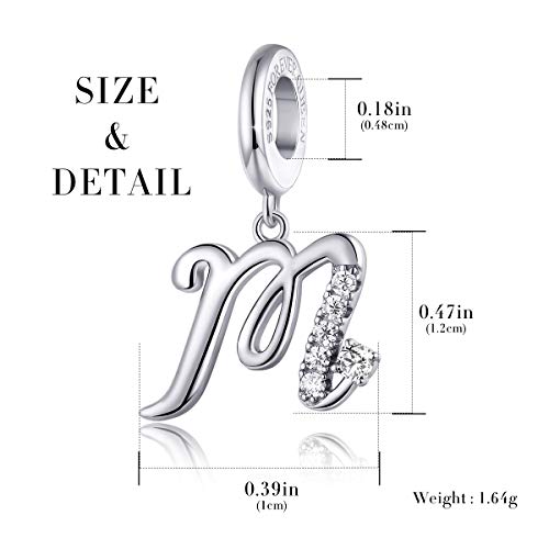 FOREVER QUEEN Initial A-Z Letter Charm 925 Sterling Silver Dangle Beads Charm Red Zircon Alphabet Pendants for Snake Chain Bracelets Necklace Mother Gift Jewelry2