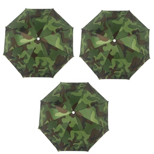 UxuoQxa 3 Stück Regenschirm Hut Kopf Regenschirm Für Angeln Gartenarbeit Camping Regenschirm Kopf Mit 52 Cm Durchmesser Handfreier Schutz Bei Outdoor Aktivitäten Und Täglichem Pendeln