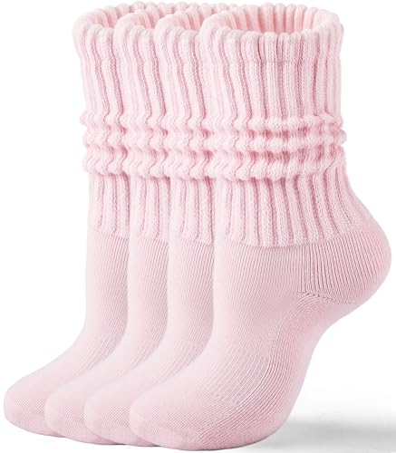 Image of HONGTEYA Slouchy Crew Socks For Women,Scrunch Cotton Cozy Workout Socks | Mid Calf Scrunch Boot Socks Size 5-11, Cozy Slouch Casual Athletic Socks, All Season Gifts For Women