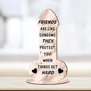 Pixie’s Gifts Funny Rude Friendship Plaque Novelty Birthday Best Friend Joke Gift Her Color and Material Options Available (Mdf Wood Small 13.5cm x 7cm, Marble Effect)