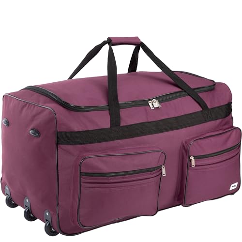 Monzana® Sac De Voyage à roulettes Violet - Sac de Sport 85L avec poignée télescopique - Trolley Valise Duffle Bag Weekender avec Cadenas - 70x36x34cm