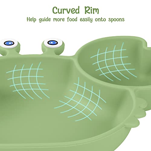 Vicloon Baby Suction Plate, Baby Plate Silicone Suction Toddler Plates, Self Feeding Training Divided Plate - Image 4