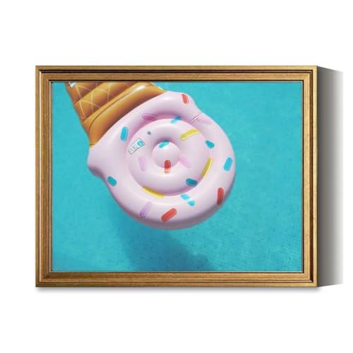 Vintage Framed Wall Art Inflatable Pool Canvas Decor
