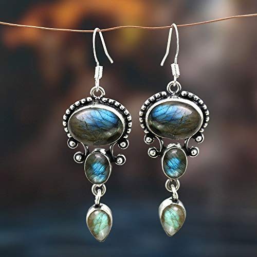 Natural Gemstones Dangle Earrings for Women - 925 Silver Plated Lightweight Dangle & Drop Handmade Jewelry Earrings - Gifts for Mother's Day, Anniversary, Christmas, Valentine's Day4