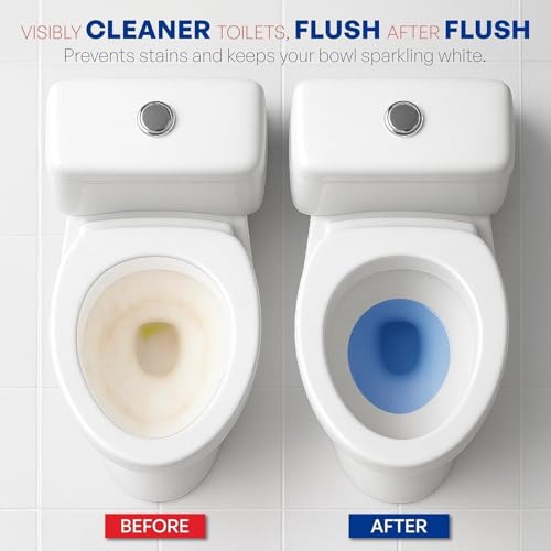 Image of Automatic Toilet Cleaner Tablets - Long Lasting Effervescent WC Bowl Cleaner for Commode Tank | Removes Limescale Stains, Deodorizer & Freshener (Pack of 10)