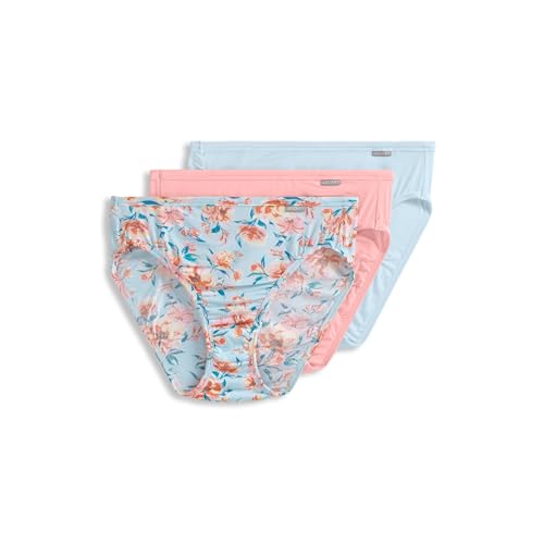 Image of Jockey Women's Underwear: Supersoft French Cut, 3 Pack, Formal Light Blue Floral /Sunrise Peach /Echo Blue, 8