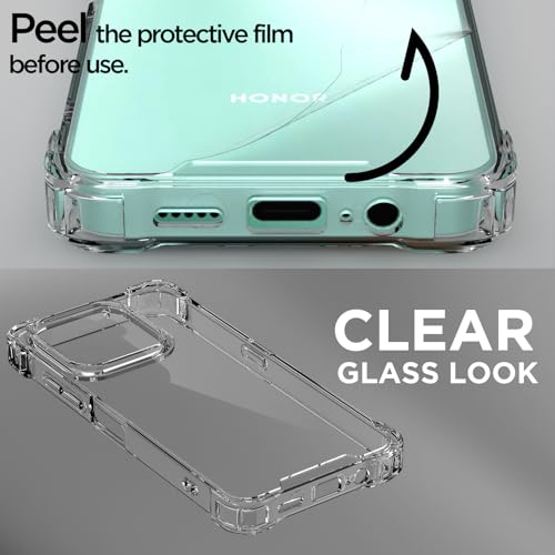 Image of Pikkme Back Cover for Honor X6c PC + TPU Clear Transparent Raised Edges Shockproof Protective Phone Bumper Case(Transparent)