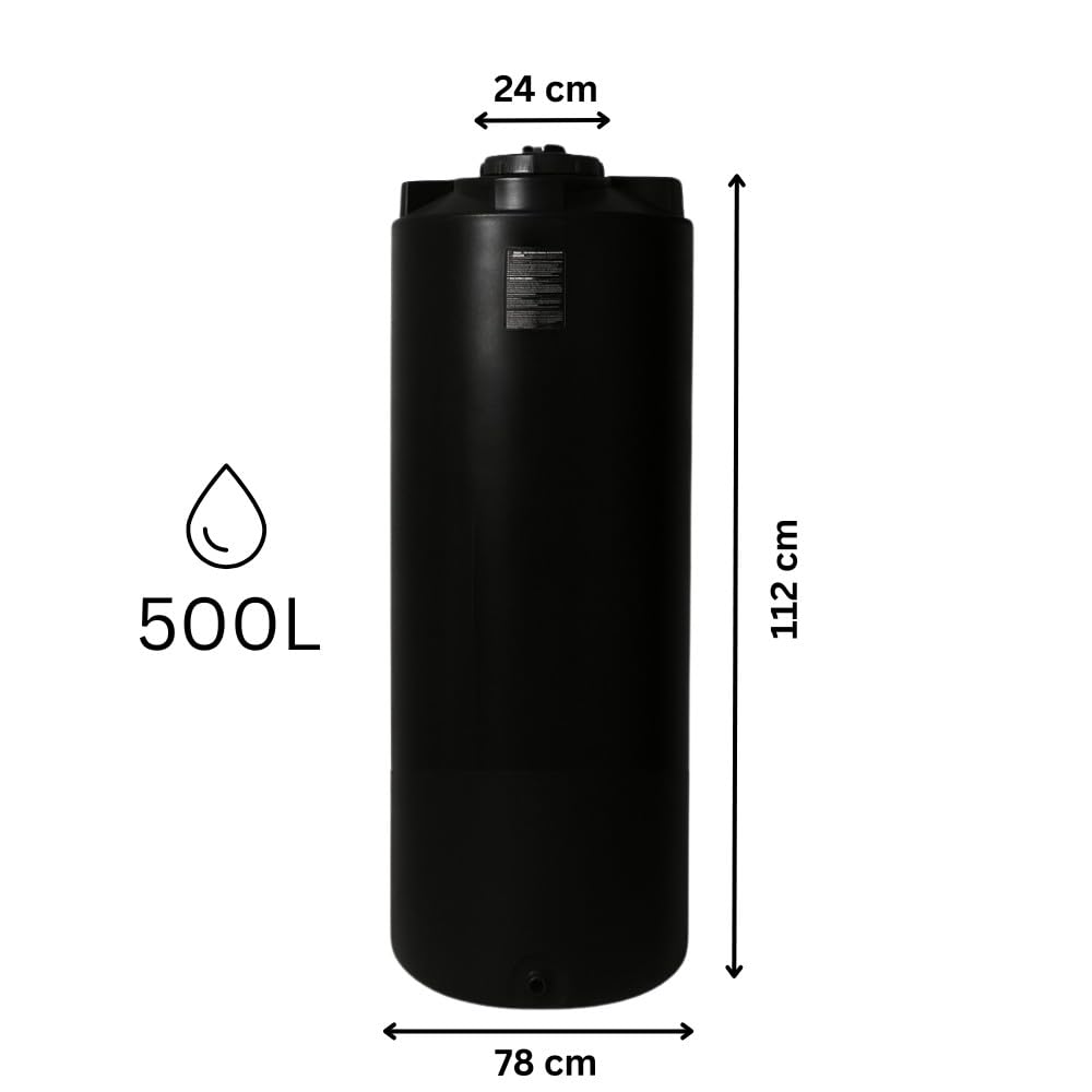 Serbatoio acqua potabile BALKAN ENERGY, cilindrico verticale 500 L (nero)
