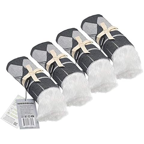 Mosobam 4Pack Soft Fouta Peshtemal 35X70, Charcoal Black, Fall Cacala Fleece Blankets, Luxury Scarf, Hamam Towel, Lightweight Travel Outdoor Picnic Blanket Throw, Viscose Made from Bamboo Cover