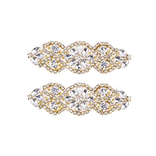 Milisten 2PCS 2PCS Bridal Rhinestone Applique, DIY Wedding Sash Belt for DIY Bridal Wedding Dress Sash Women Crystal Belt, Golden