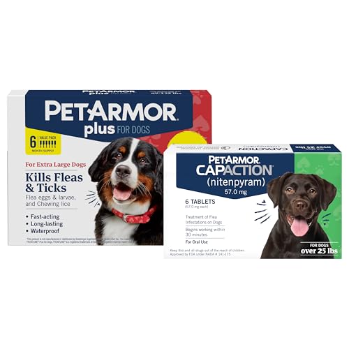 Image of PetArmor Plus XL Dog 6ct (89-132 lbs) + PetArmor CapAction Large Dog 6ct (25+) Treat and Prevent Bundle - Fast Acting and Long Lasting Flea and Tick Care
