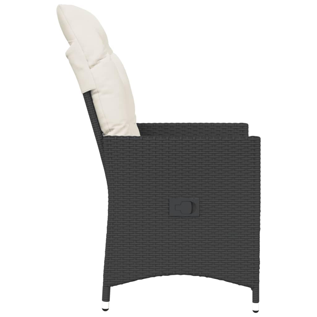 vidaXL Chaise inclinable de Jardin avec Coussins Noir résine tressée, Fauteuil de Jardin inclinable, Fauteuil inclinable de Jardin, Chaise inclinable d'extérieur