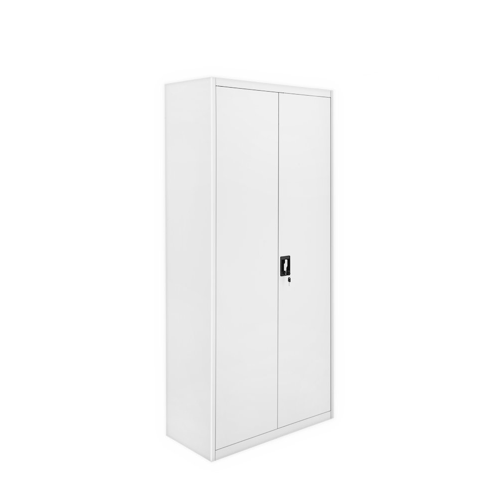 Panana Steel Office Cupboard, Metal Lockable Storage File Filing Cabinet with 2 Doors Adjustable Shelves Locking Bookcase Storage Unit Grey-White