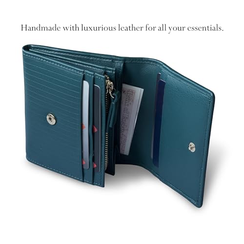 Forest & Firth Pasque Wallet, Full Grain Nappa Leather, RFID Blocking Wallet, 7 Card Slots, Coin Compartment, Gift Box (Luxe Teal) - Image 5