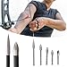 QWQJ 10Pcs/Set Stainless Steel Arrows Inserts Designs for Enhances Performances in Archerys and Hunting Arrows Tip Set