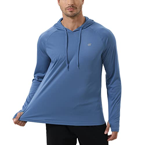 Men's UPF 50+ Long Sleeve Hooded Shirts Sun Protection Athletic Hoodie for Fishing Hiking Running Workout Rash Guard Shirt3
