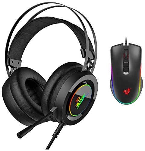 Image of Redgear Cloak Wired RGB Wired Over Ear Gaming Headphones with Mic for PC & A-20 Wired Gaming Mouse with RGB and Upto 4800 dpi for Windows PC Gamers.
