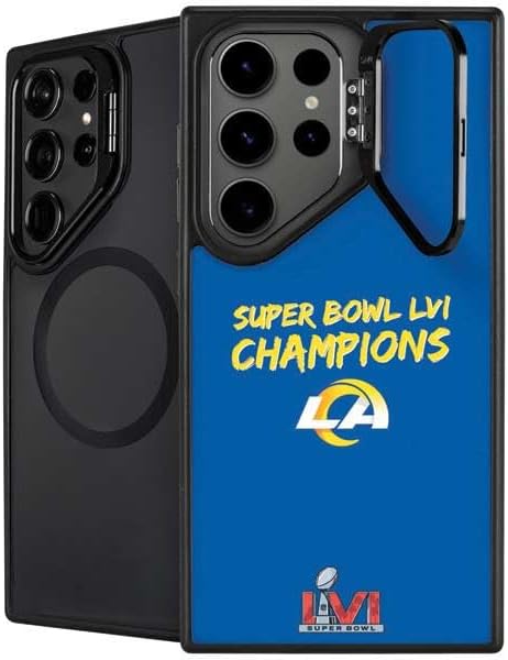 Skinit Kickstand Phone Case Compatible with Galaxy S25 Ultra - Officially Licensed NFL Los Angeles Rams Black & White Design