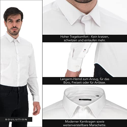 Soulution Overhemd voor heren, slim fit, lange mouwen, ondoorzichtig, met 130 g/m², lichaamsbewuste snit, business, vrije tijd, kostuumhemd, herenoverhemden, S-XXL - Image 7