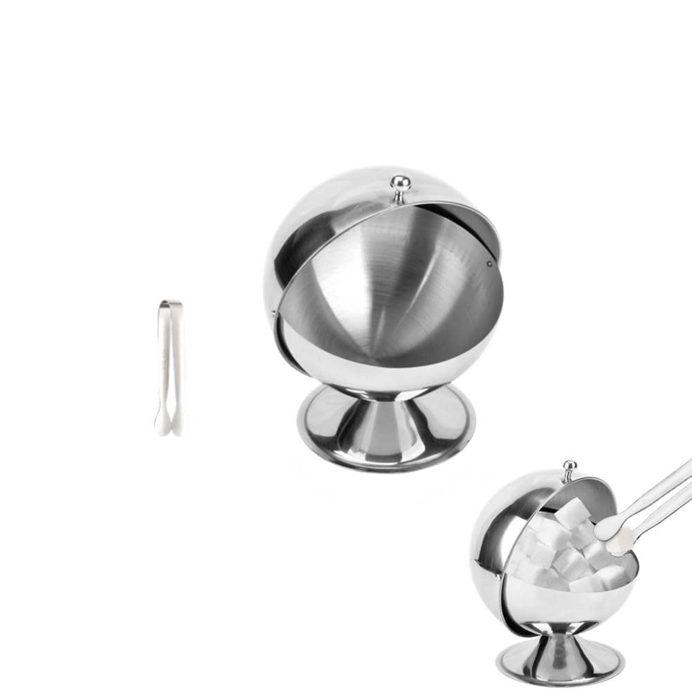 16 Oz Stainless Stee Sugar Candy Bowl with Roll Top and 4.3'' Stainless Sugar Cube Clip Multi-Purpose Serving Bowl Kitchen Food Storage Container for Home Kitchen Office Coffee Bar