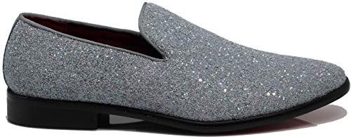 Image of SPK04 Men's Vintage Glitter Dress Loafers Slip On Shoes Classic Tuxedo Dress Shoes