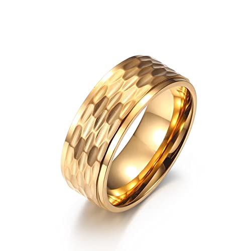 Wycian Ring Damen Personalisiert, Edelstahl Ring Männer Wabenmuster Farbe Größe 60 (19.1) Jubiläums Geschenk für Freund Freundin