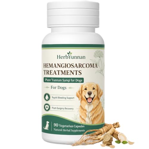 Yun nan Sanqi Capsules for Dogs - Pure Root Powder with Ajuga for Hemangiosarcoma Hemoabdomen Pericardial Effusion Ulcer-Related Bleeding Cancer Bleeding Severe Bruising - 90 Capsules