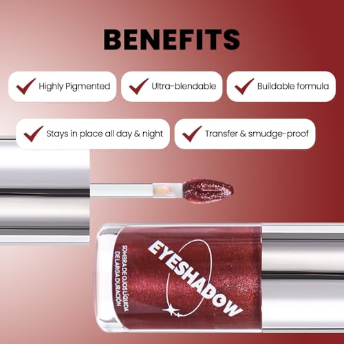 Image of SUAKE Liquid Sparkling Glitter Eye Shadow - Rose Gold Cherry Eyeshadow, Eyeliner, Eyelid Shimmer Highlight Makeup, Highly Pigmented sombra de para ojos,Waterproof Quick-Drying (06Rose#)