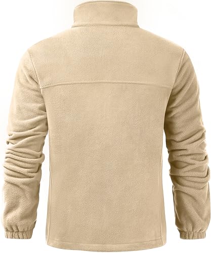 Puhope Men's Fleece Jackets Full Zip Lightweight Jacket Casual Soft Warm Coats with Pockets Khaki X-Large - Image 2
