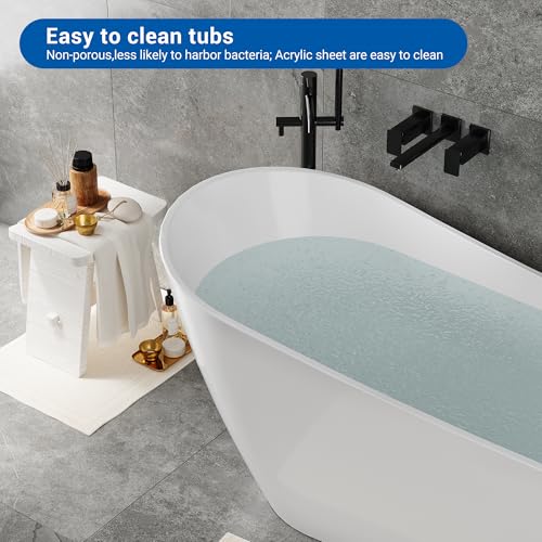 Image of GarveeLife 67 Inch Freestanding Bathtubs, Acrylic Free Standing Tub, Integrated Overflow Design, Luxury Freestanding Bathtub for Contemporary Home