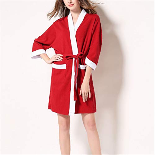 Donna Accappatoio Scollo a V Pigiama Kimono Donna da Notte Sexy Elegante,per Piscina Sauna Spa Hotel Nozze,Riscaldatore per Sauna in Cotone con Accappatoio A-1 L