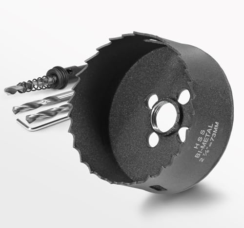 Image of 2-7 /8 Inch Hole Saw with 3 /8 inch Triangle Shank Quick Change Arbor, JTemgle Bi-Metal Hole Saw Heavy Duty Hole Cutting Tool for Cornhole Boards, Recessed Lights, Wood, Plastic, Drywall & Soft Metal