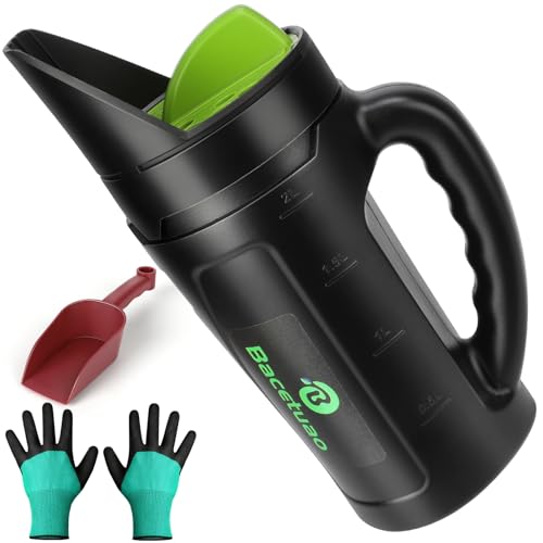 Bacetuao Hand Spreader Shaker, Multiple Adjustable Opening Sizes for All Purpose for Grass Seed, Fertilizer & Earth Food, Snow Salt, Ice and Snow Melt - Up to 80 Oz