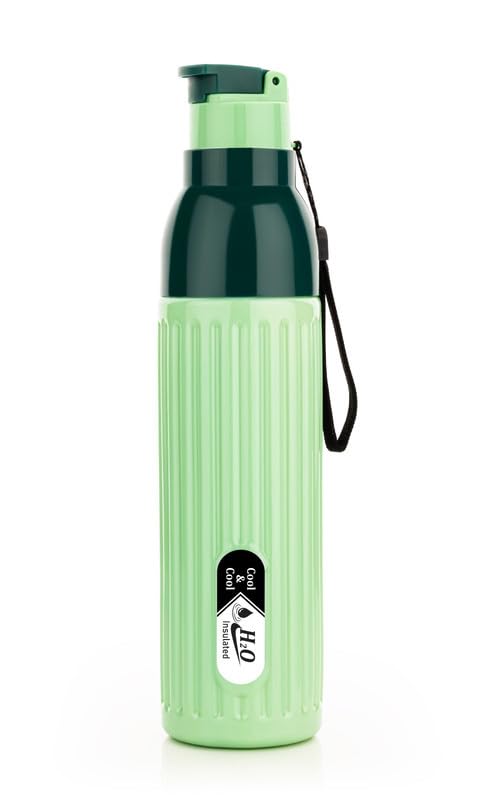 Image of 1000 ML Insulated Inner Stainless Steel Water Bottle, 1000-700 ml, | Leak Proof | Hot & Cold | Easy Grip and Carry,|121,Green Thramal Bottle