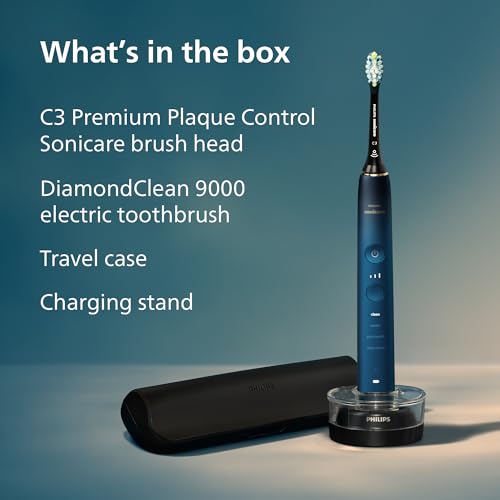 Philips Sonicare DiamondClean 9000 Series Power Electric Toothbrush Special Edition - Sonic Brush, Dark Blue, 1 X C3 Premium Plaque Control Brush Head (Model HX9911/88) - Image 8
