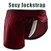 Rexcyril Men's Boxer Jockstrap Sexy Underwear, Split Side Silky Satin Gym Running Active Shorts, Wine Red, X-Large
