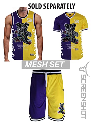 Image of SCREENSHOT Mens Hip-Hop Premium Urban Sreetwear Fashion Jersey Top - NYC Style Basketball Sports Team Color Mesh Tops