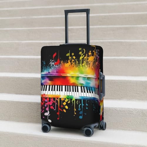 Colorful Piano Keyboard Music Note Luggage Covers for Suitcase Washable Suitcase Cover Fashion Stretch Suitcase Protector Cover Anti-Scratch Baggage Covers Fit 18-32 Inch Luggage Medium 6