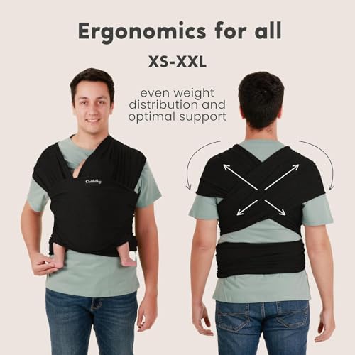 cuddlebug hands-free baby carrier - soft amp stretchy wrap for newborn to toddler 7-35 lbs - one-size-fits
